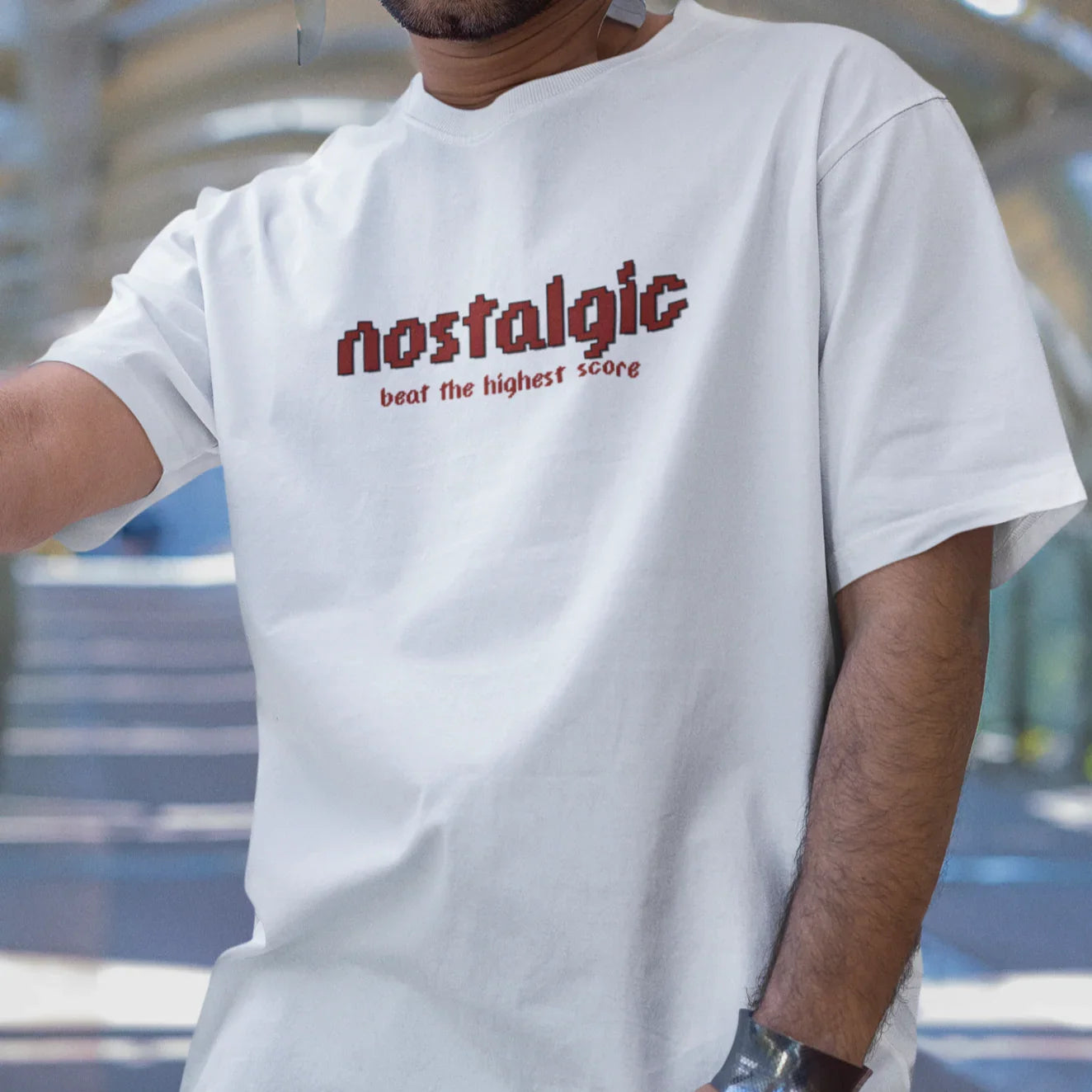 Camiseta Básica Unissex Nostalgic Game Beat The Highest Score