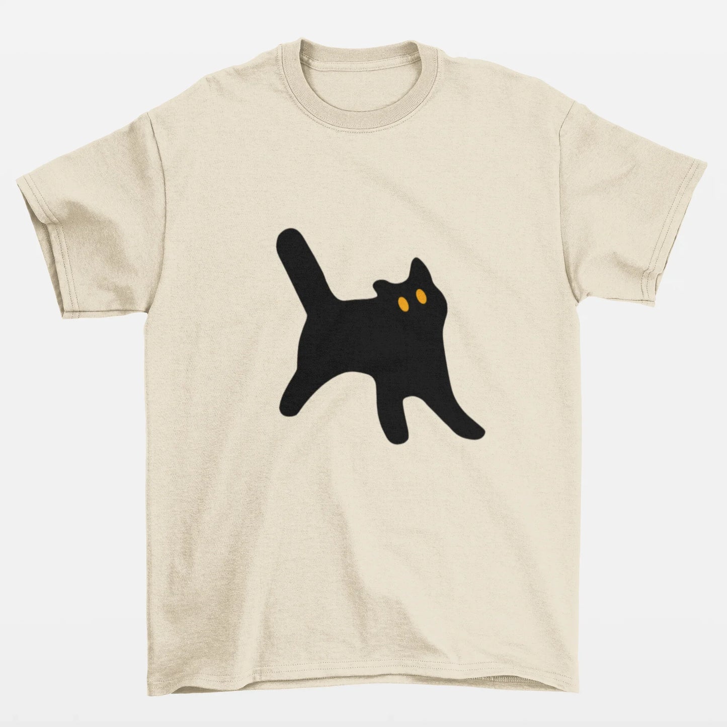 Camiseta Pérola Básica estampa de gato preto