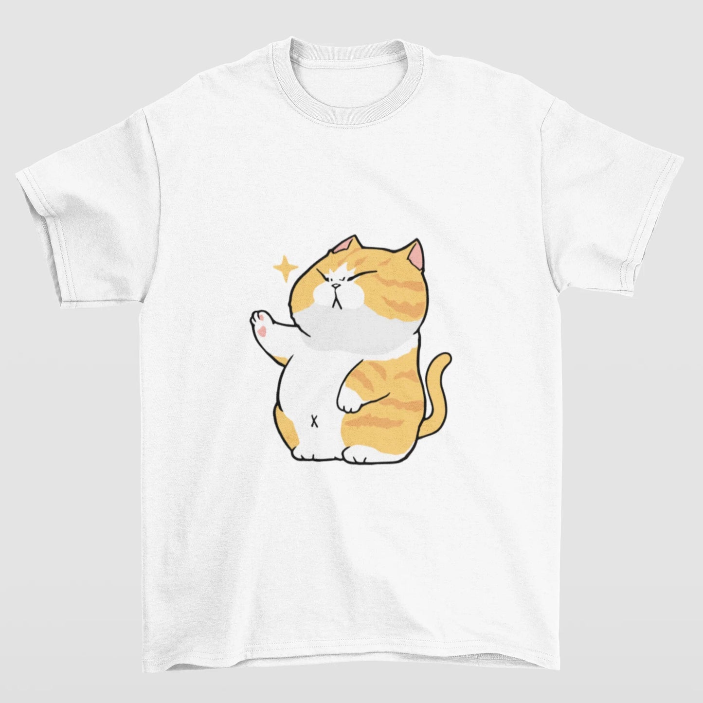 Camiseta Básica Branca Estampa de gato