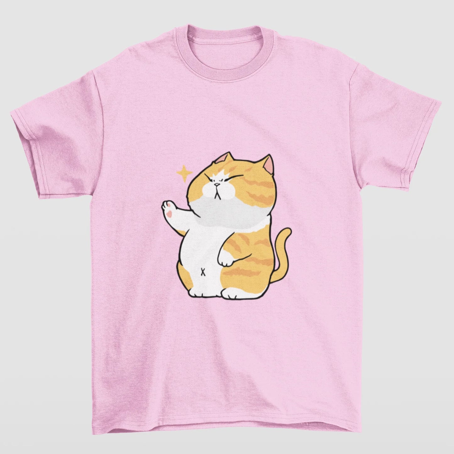 Camiseta Básica rosa bebê Estampa de gato