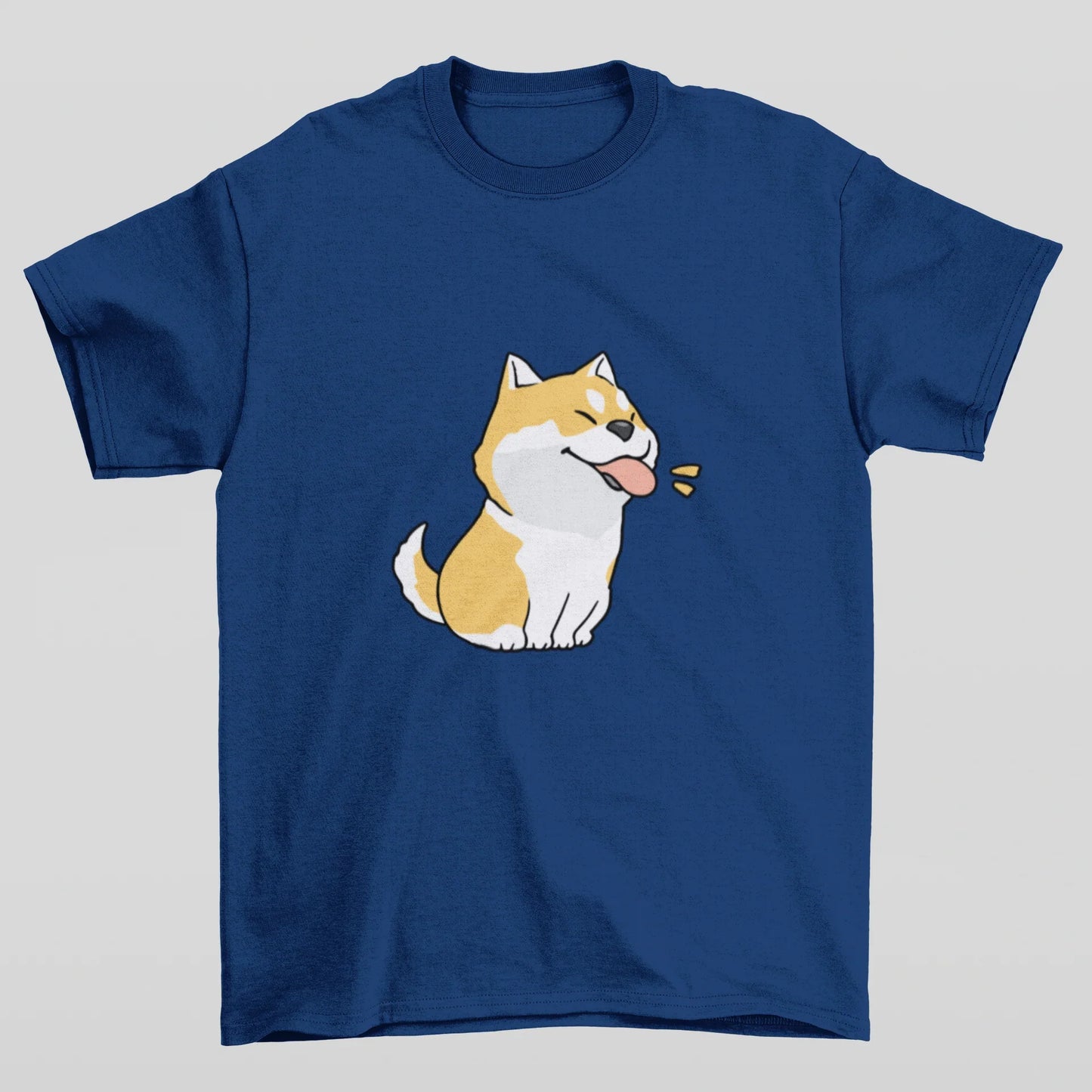 Camiseta Básica Azul Marinho Estampa de Cachorro