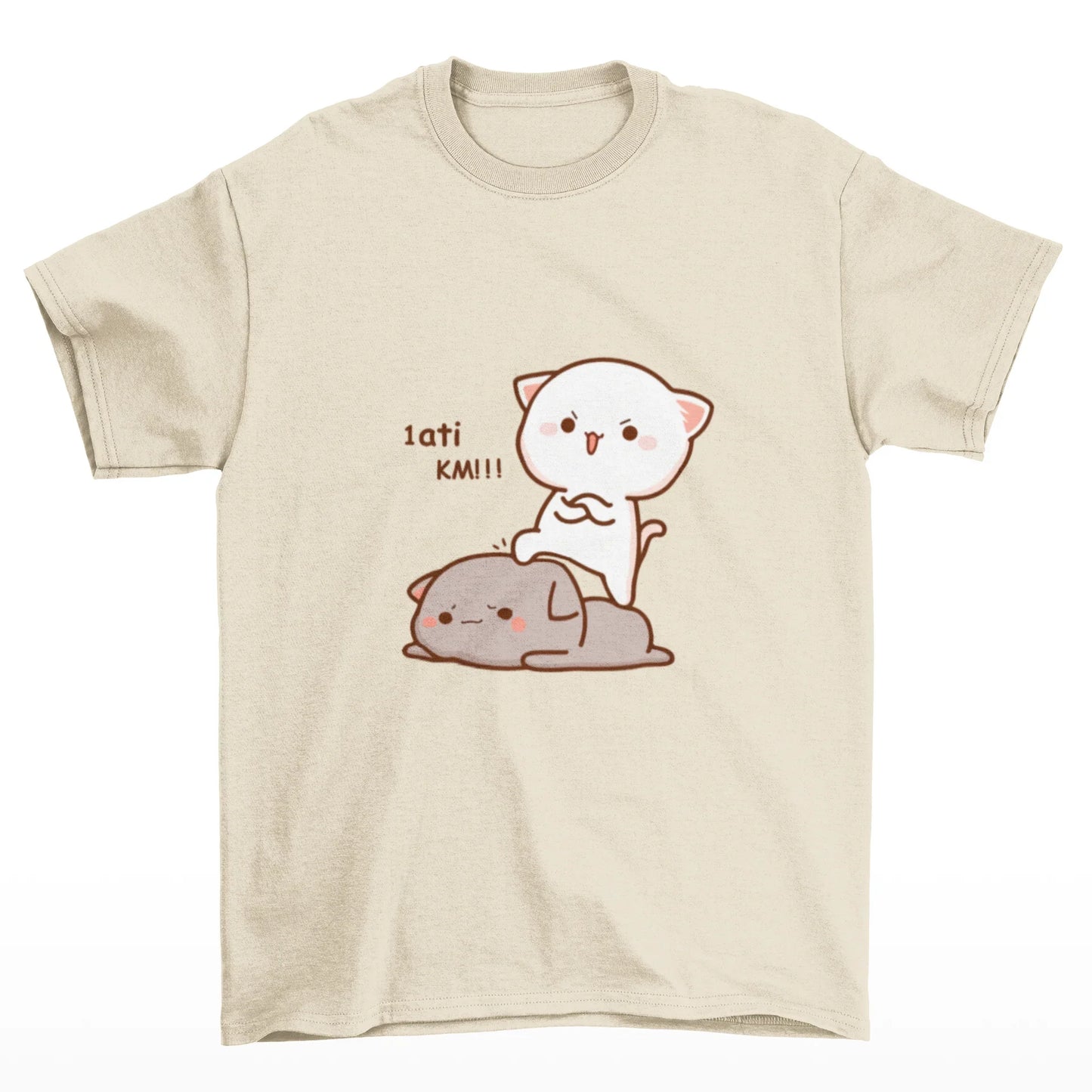camiseta básica pérola Gatinhos brigando