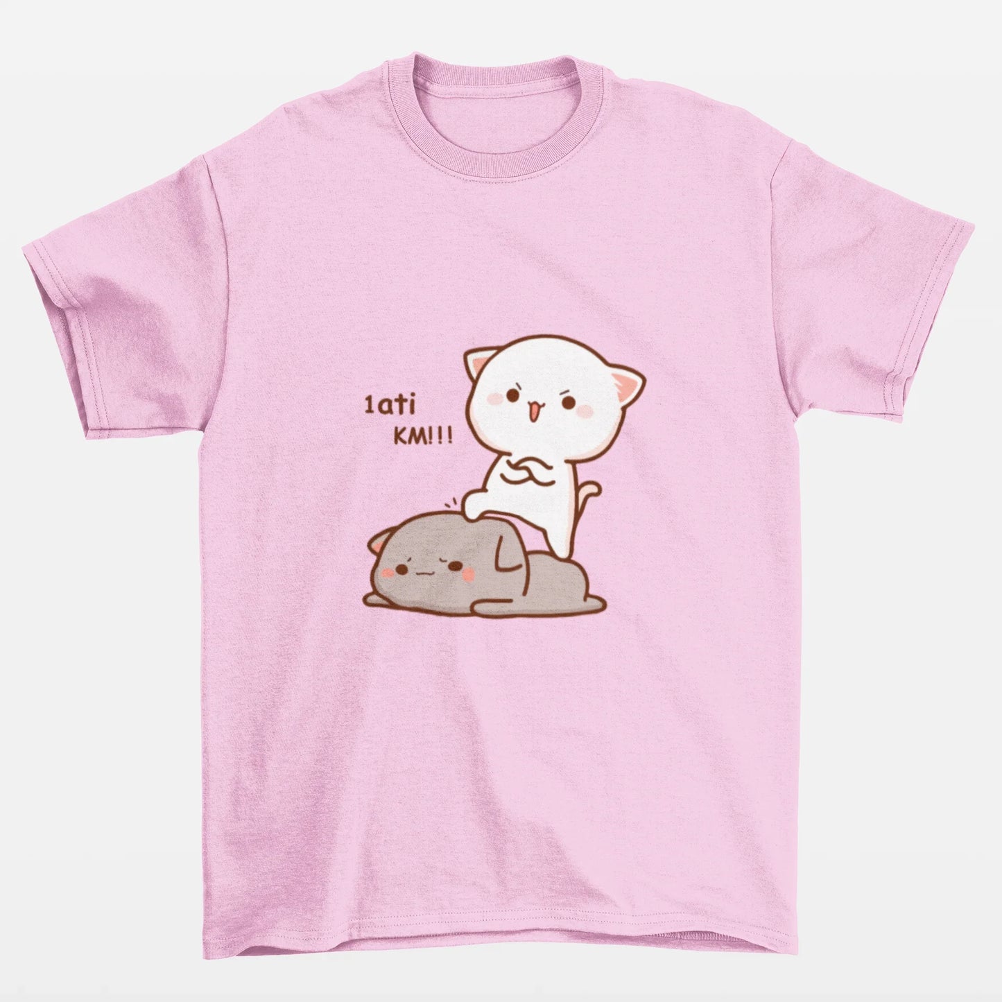 camiseta básica rosa bebê Gatinhos brigando