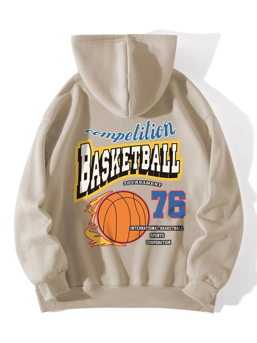 moletom canguru com estampa bola de basket Costa - Pérola