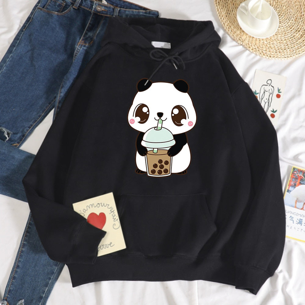 moletom canguru com estampa chá de bolhas Bubble Tea - Preto