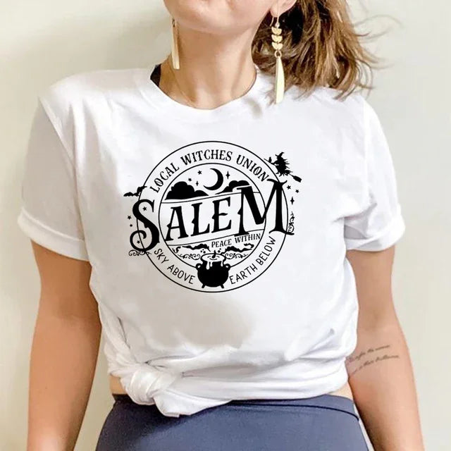 Camiseta Básica Com Estampa Bruxas Salem