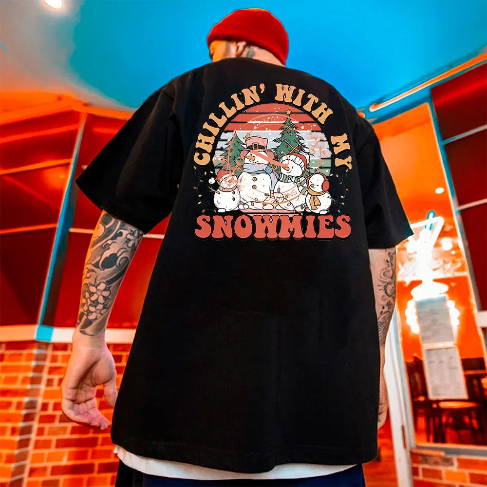 Camiseta Básica Unissex Com Estampa Boneco De Neve