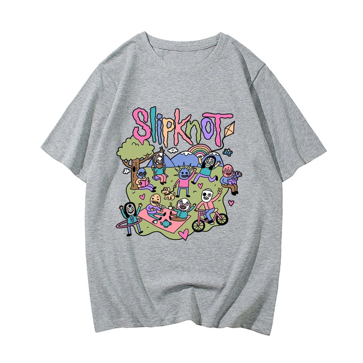 Camiseta Básica Com Estampa Slipknot Picnic- cinza