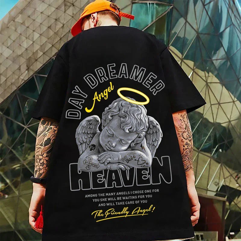 Camiseta básica Com Estampa Estatua Anjo Dormindo
