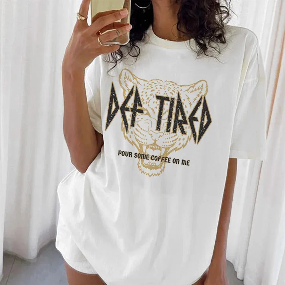 Camiseta Básica Feminina Com Estampa Cabeça De Tigre