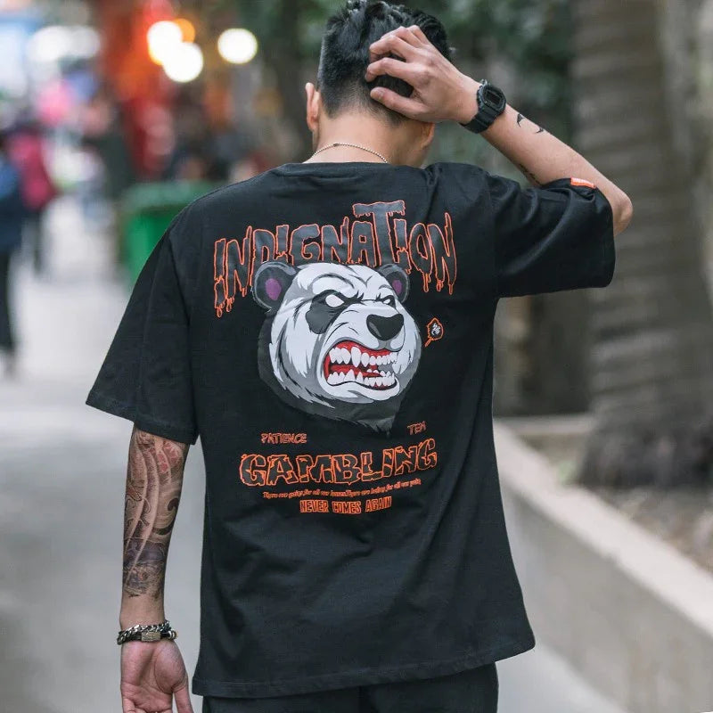 Camiseta Básica Com Estampa Panda Nervoso - Preto