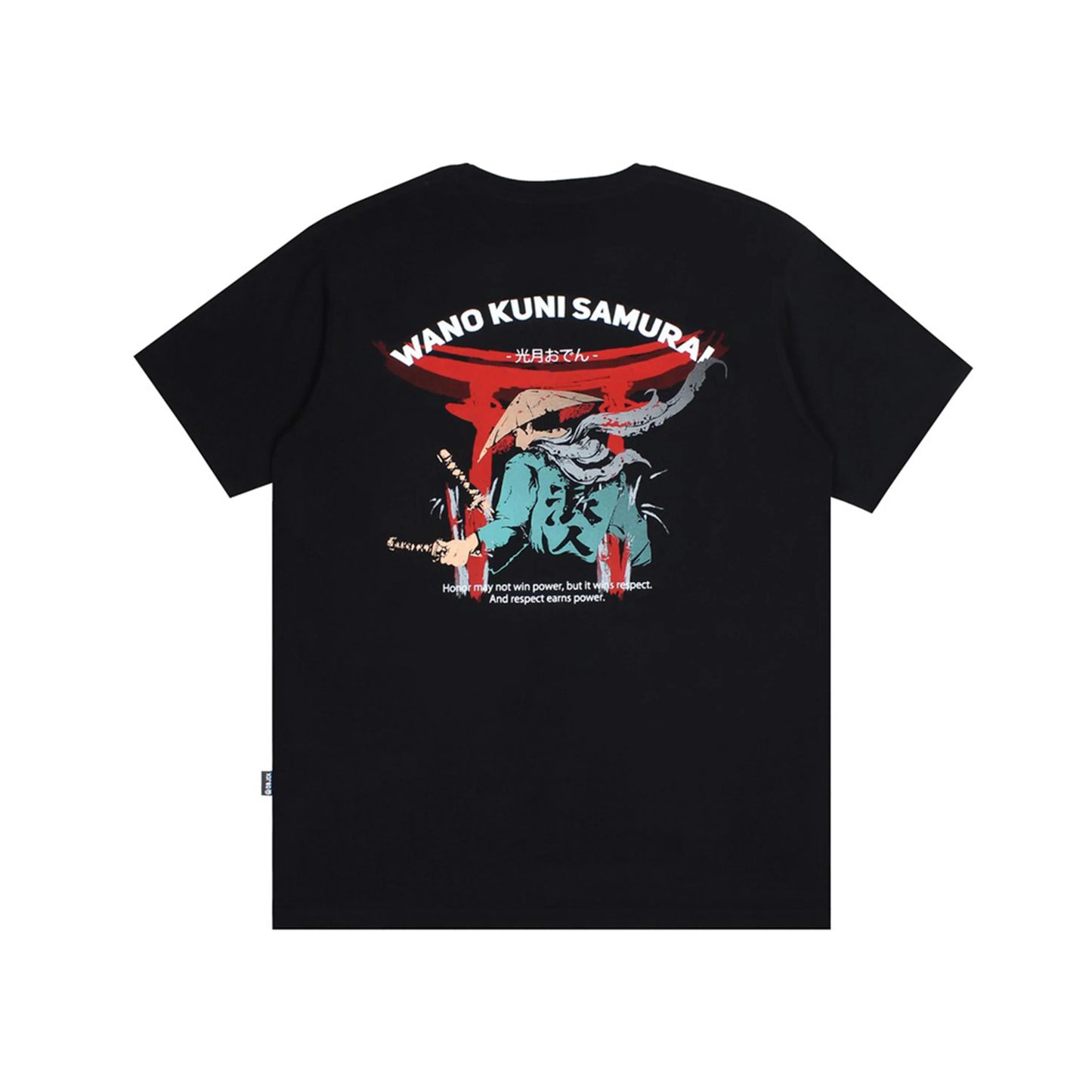 Camiseta básica com estampa samurai- preto