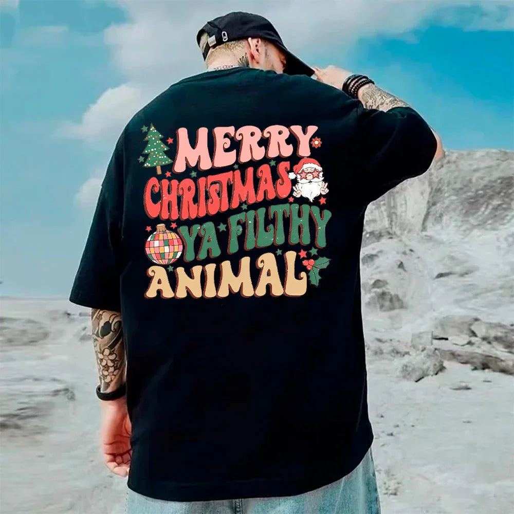 Camiseta Básica Unissex Com Estampa Papai Noel Globo De Dança