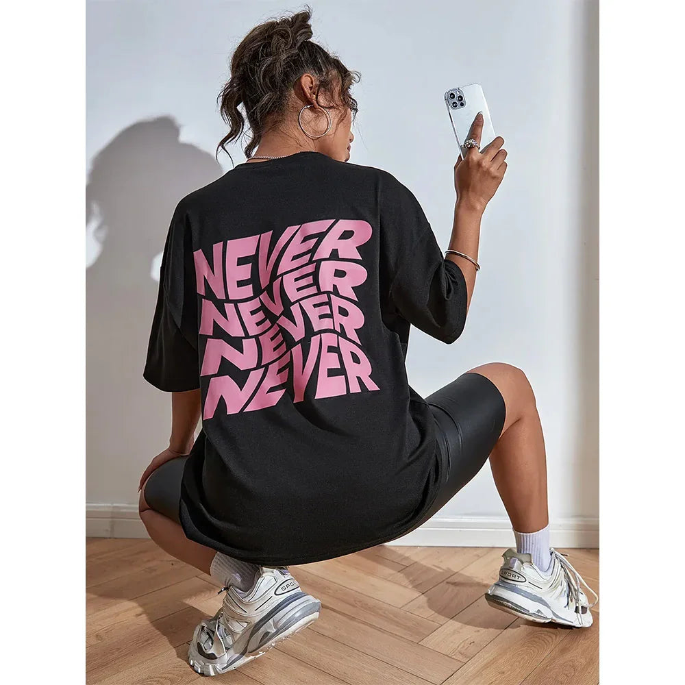 CAmiseta Básica Unissex Com Estampa Never Nunca