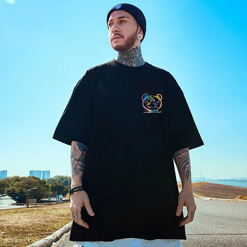 CAmiseta Básica Com Estampa Ursinho Colorido