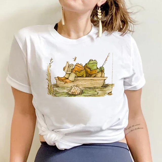 Camiseta básica sapos pescando - branco