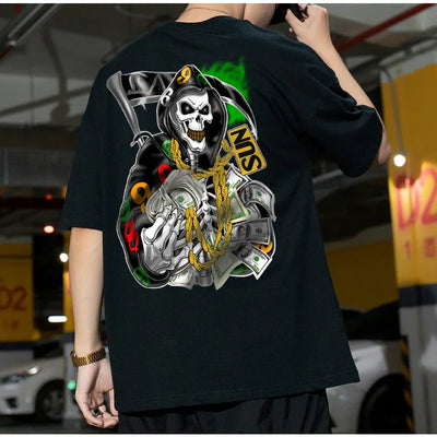 Camiseta Básica Skull Reaper Money - preto