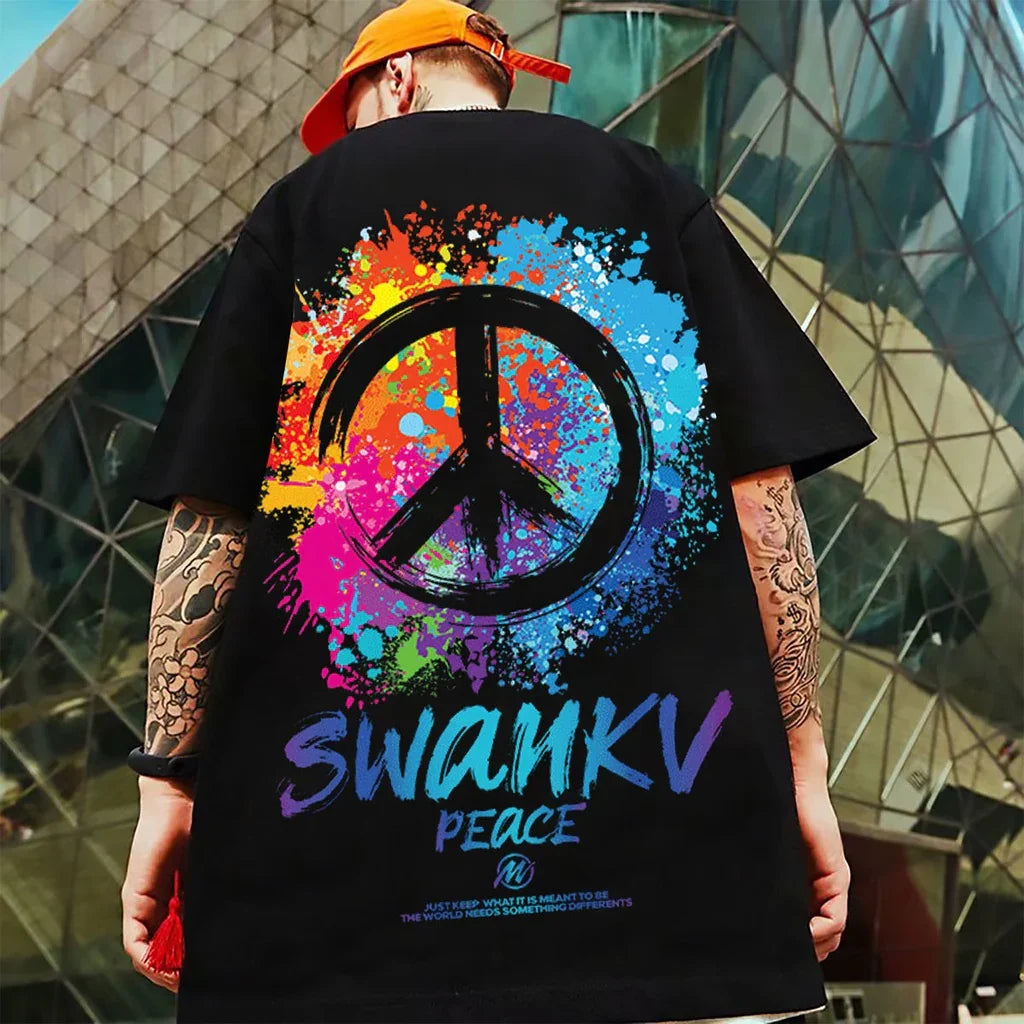 Camiseta Básica Com Estampa Swanky Pintura Colorido