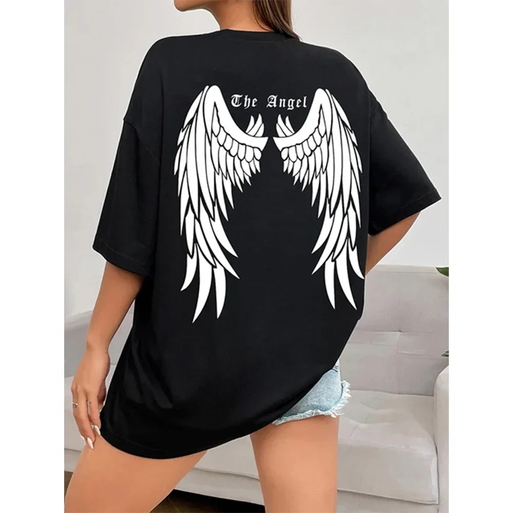 Camiseta Básica Unissex COm Estampa Asas De Anjo
