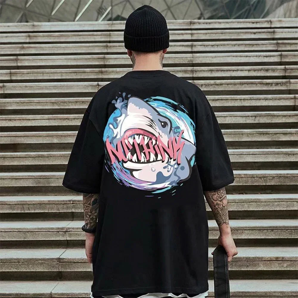 Camiseta Básica Tubarão Shark- preto