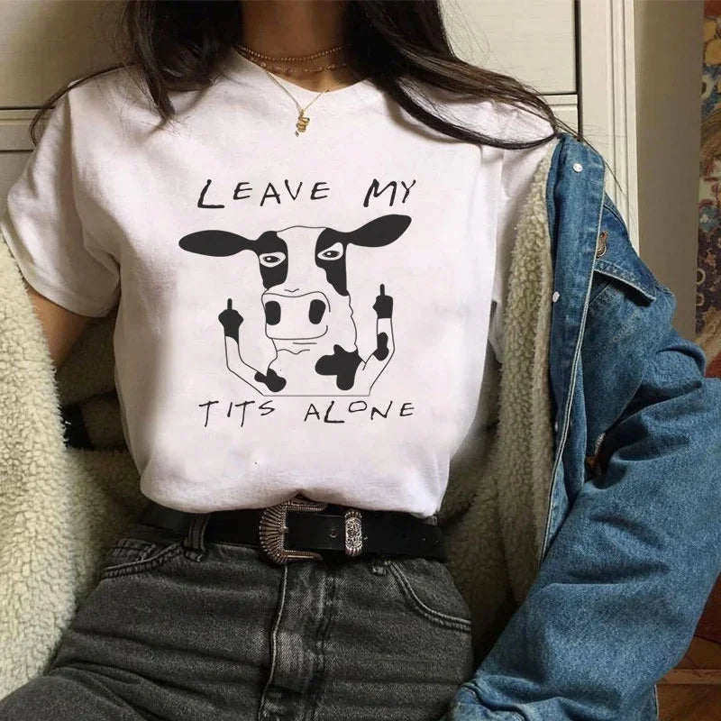 Camiseta Básica Com Estampa Animal Vaca