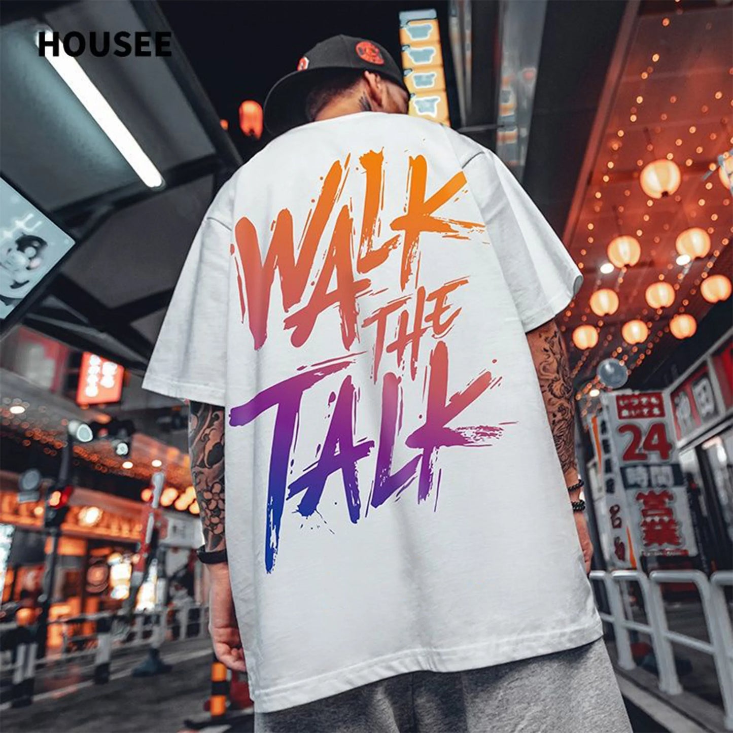 Camiseta Básica Com Estampa Walk The Talk