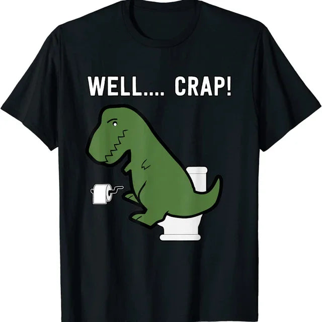 Camiseta básica com estampa Dinossauro no banheiro