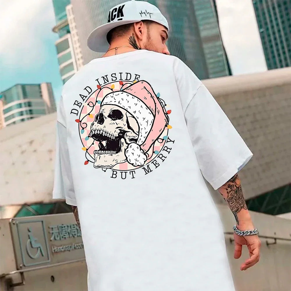 Camiseta Básica Unissex Com Estampa Esqueleto Natal