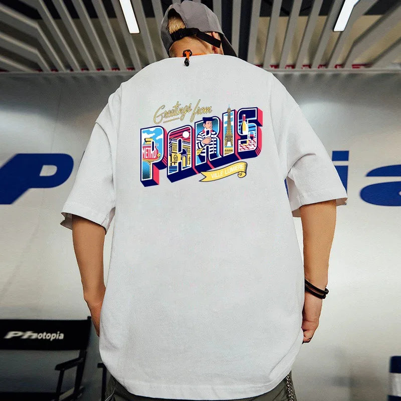 Camiseta Básica Com Estampa Letreiro Paris