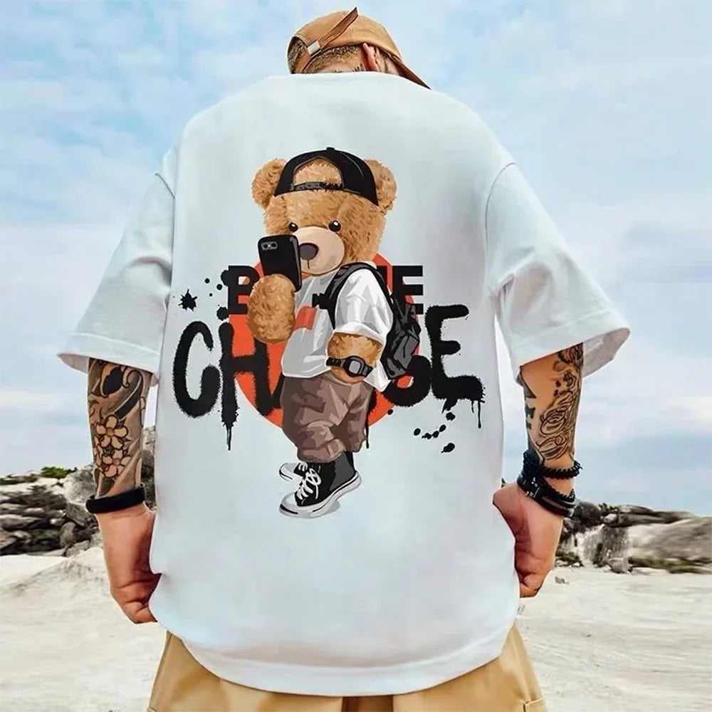 camiseta básica com estampa ursinho estiloso - branca