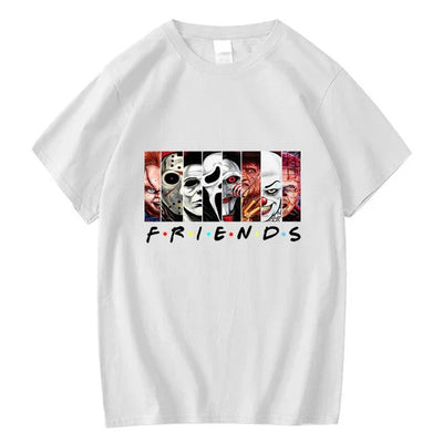 camiseta básica com estampa friends filme de terror