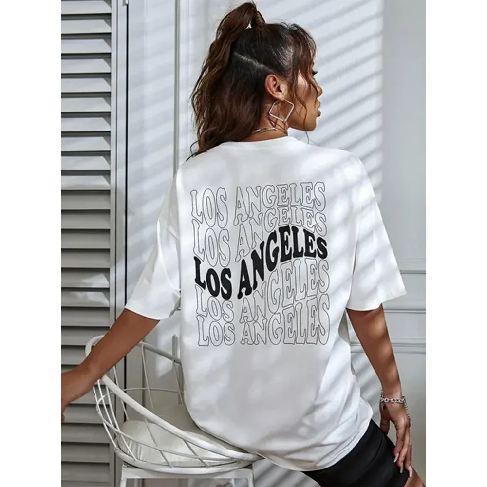 Camiseta Básica Feminina Com Estampa Los Angeles