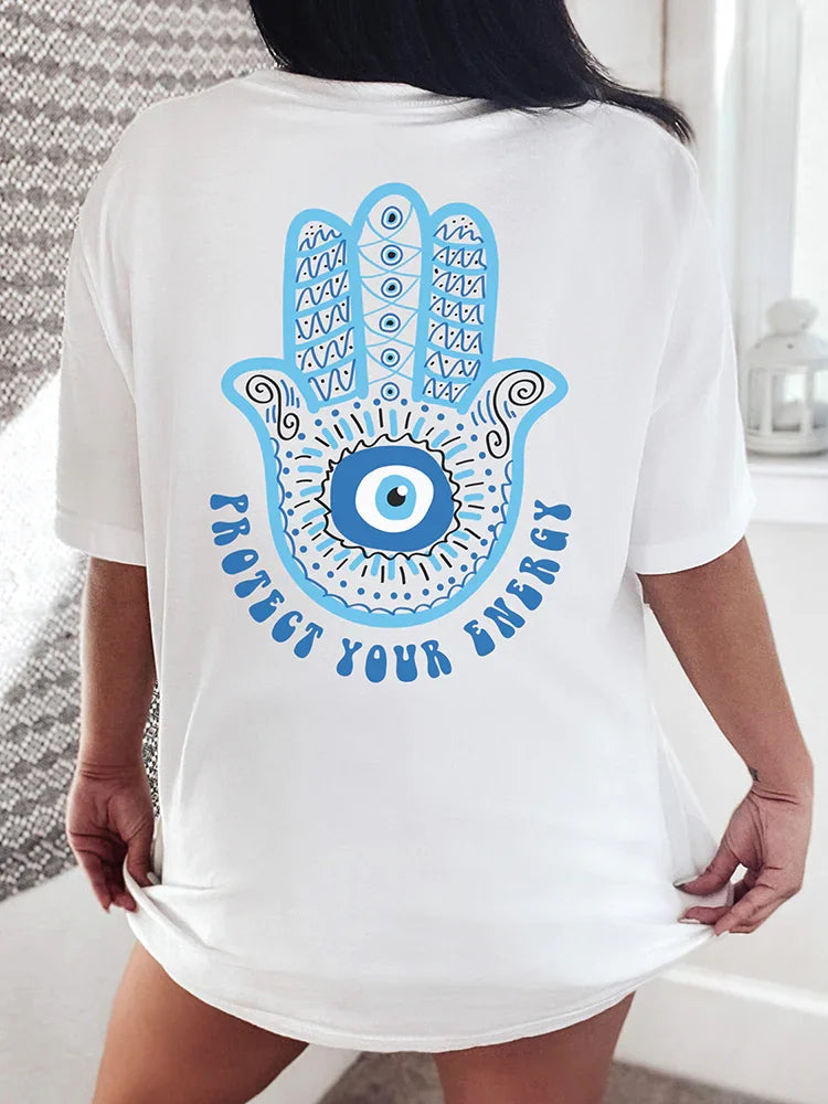Camiseta Básica com Estampa Olho