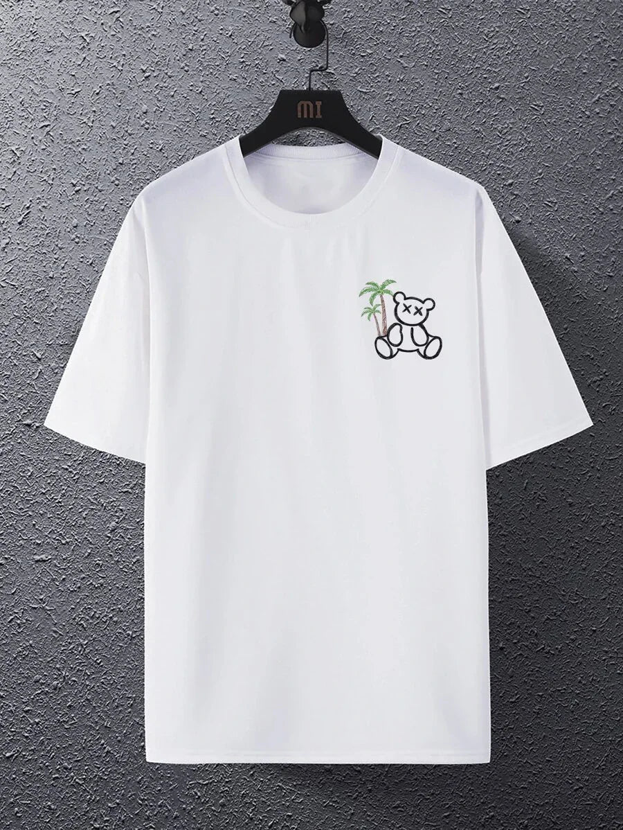 Camiseta masculina com estampa ursinho sentado