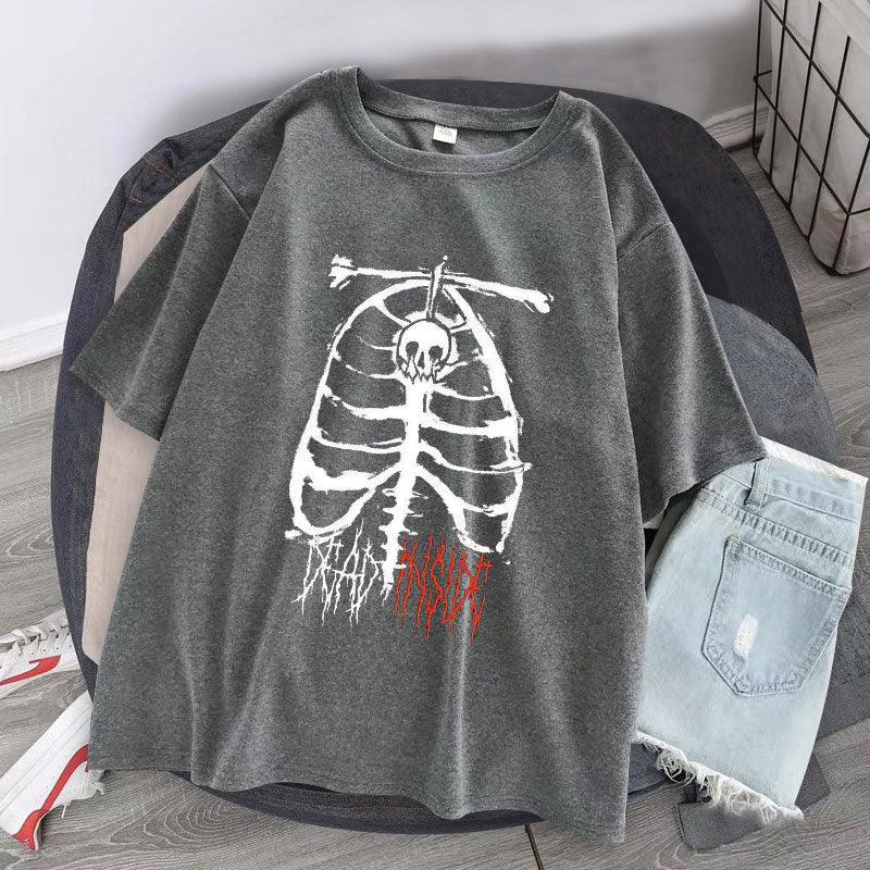 Camiseta básica com estampa esqueleto Caveira