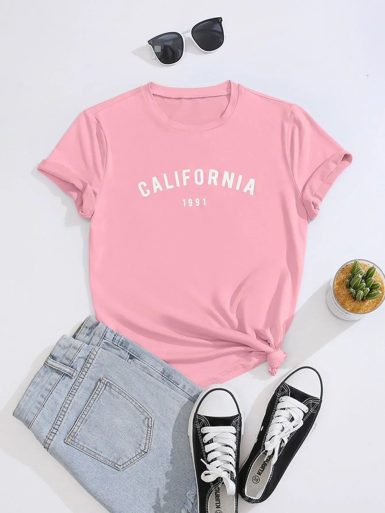 Camiseta feminina com estampa california 1991