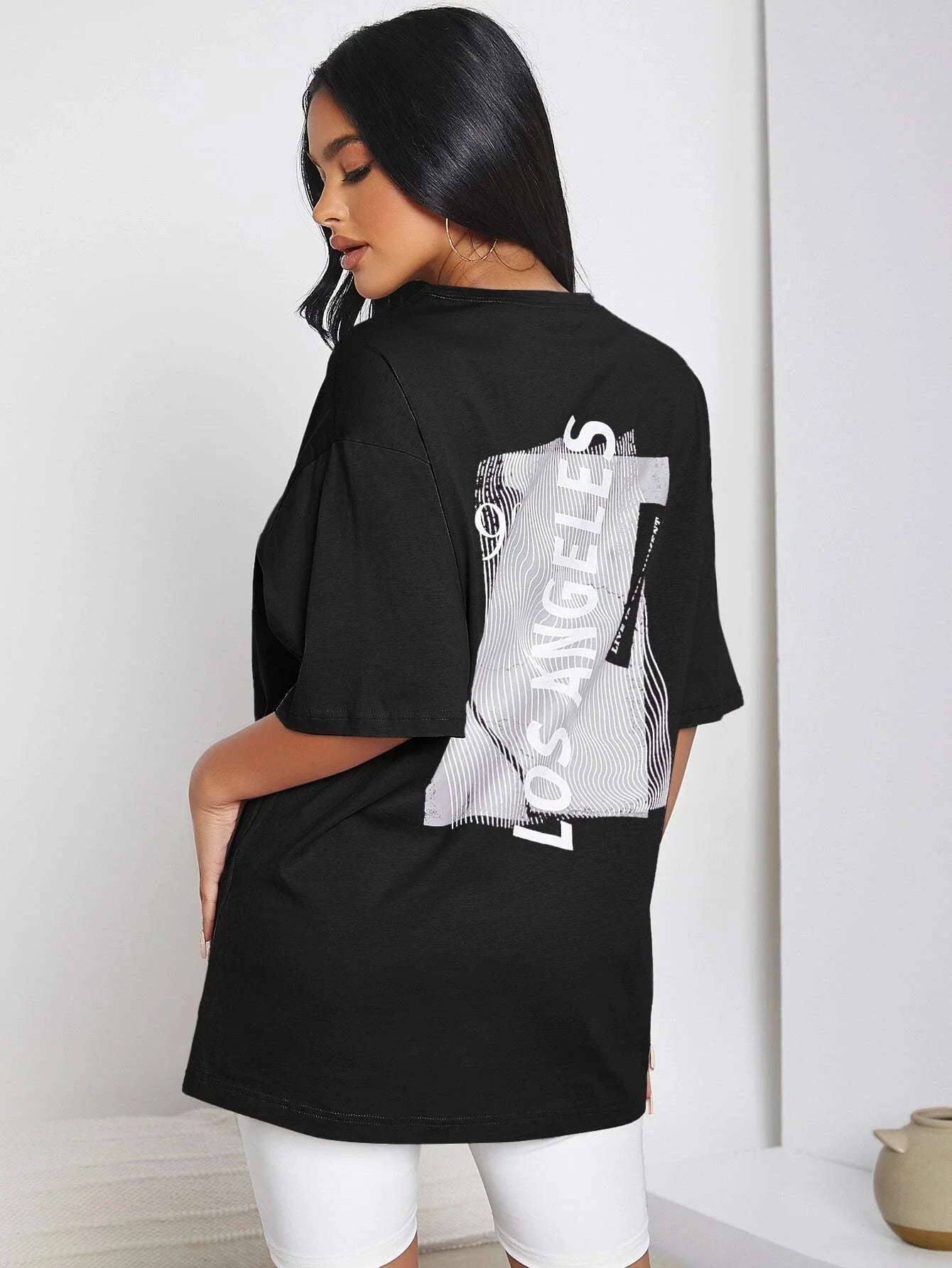 camiseta feminina com estampa los angeles