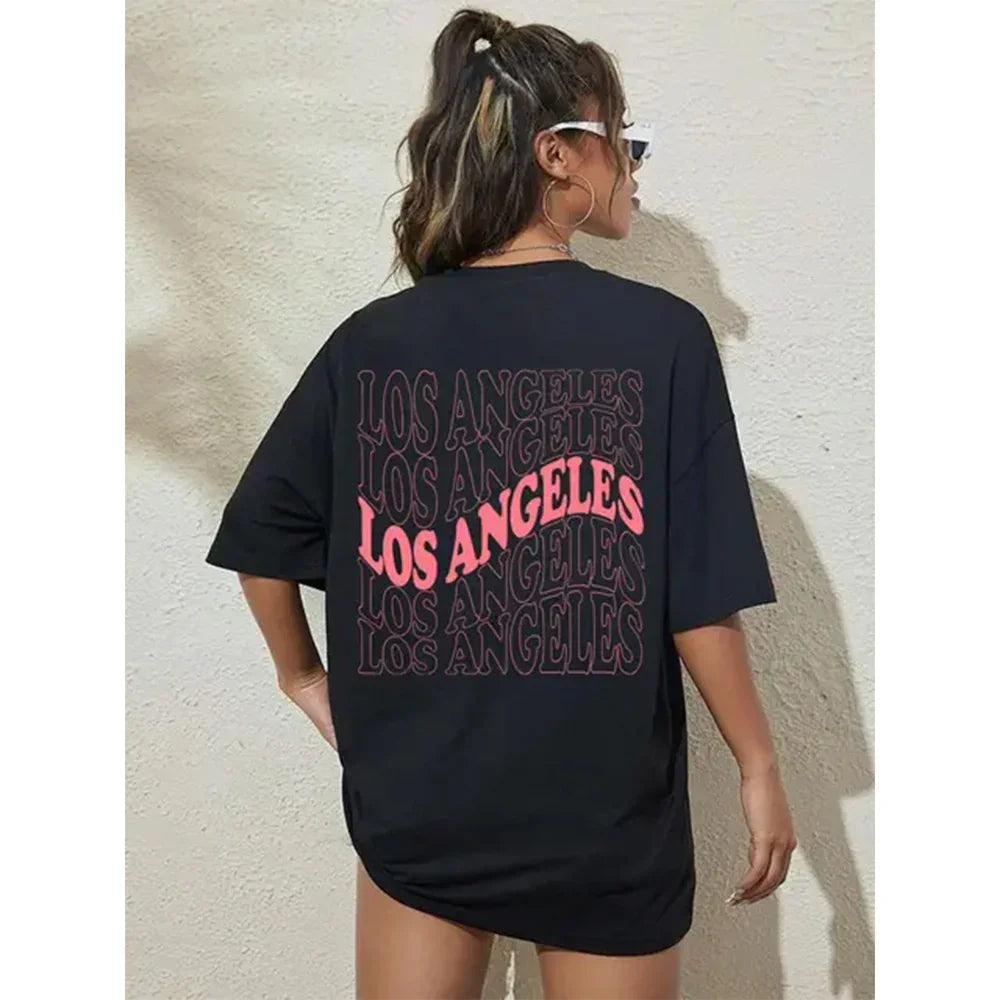 Camiseta Básica Feminina Com Estampa Los Angeles