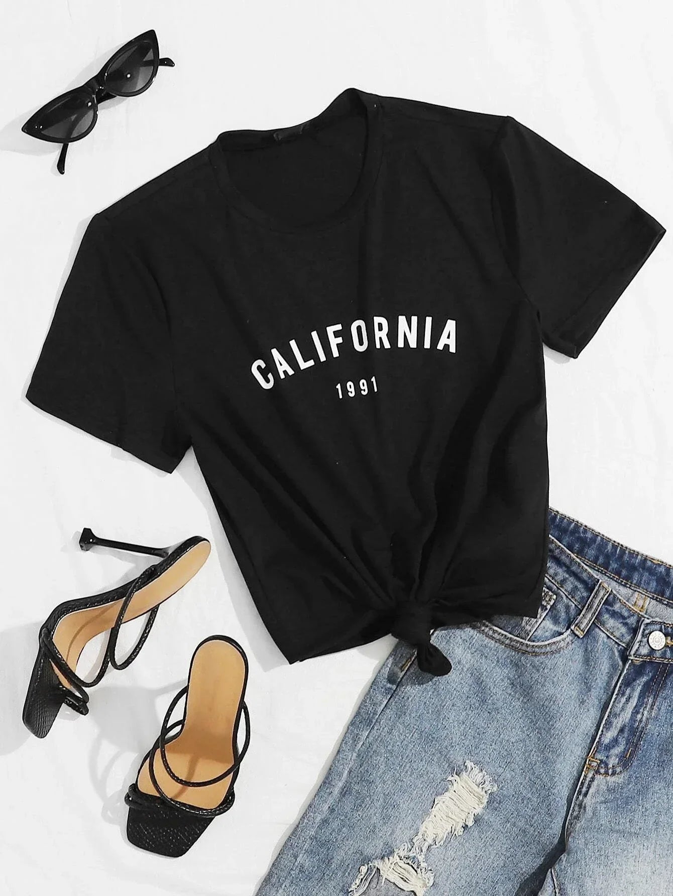 camiseta feminina com estampa california 1991