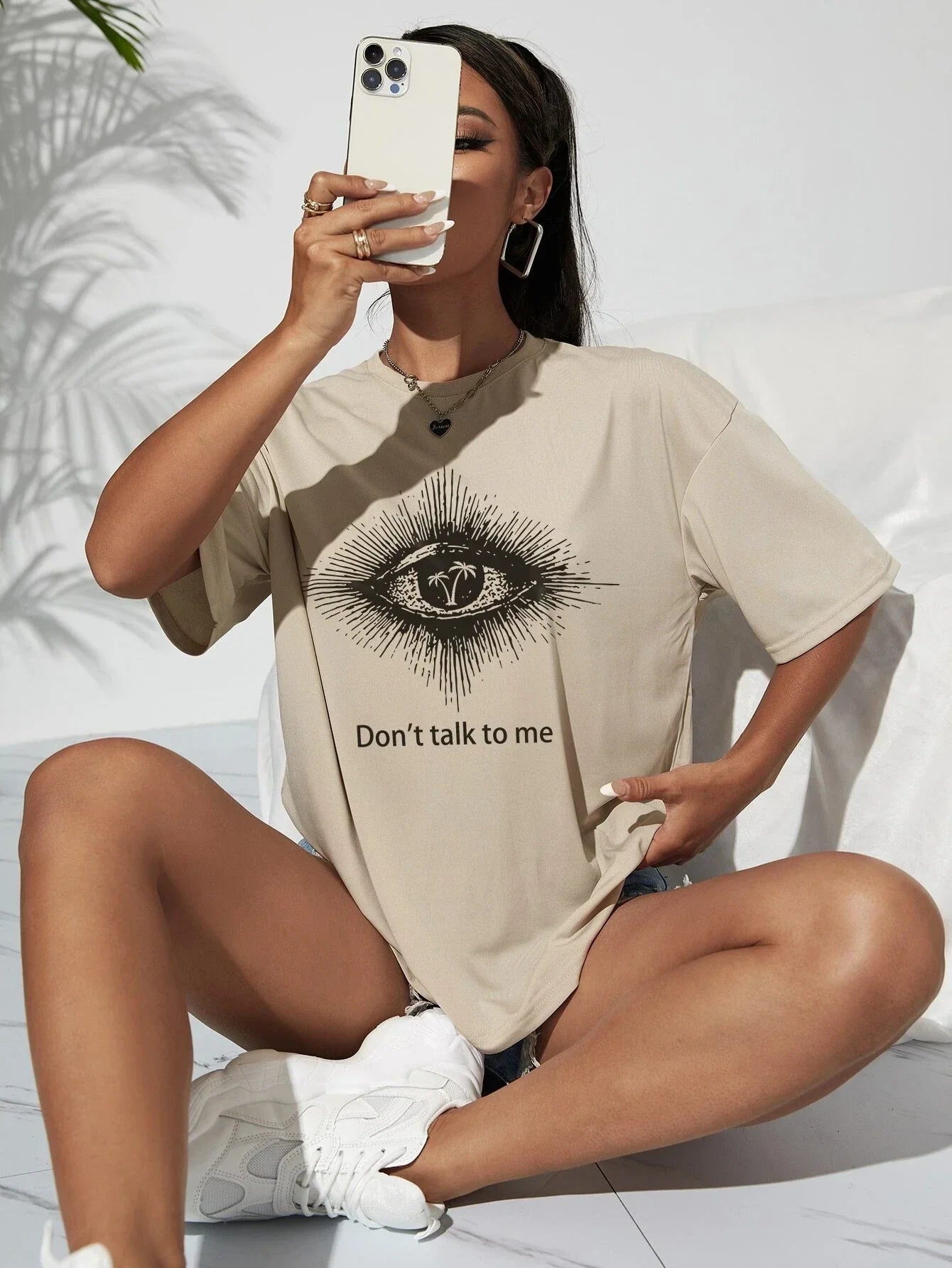 Camiseta Feminina Summer Eye Dont Touch Me - Pérola