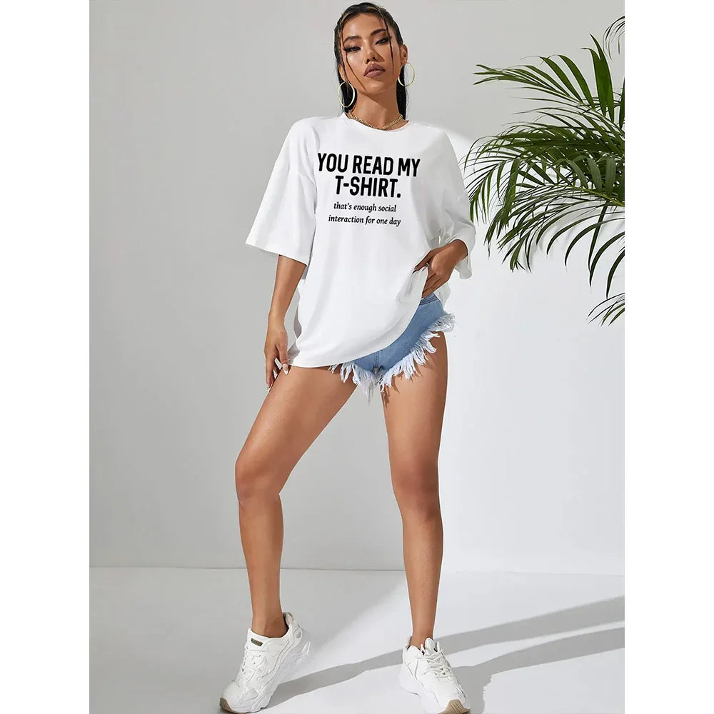 Camiseta Básica Unissex Com Estampa Frase Você Leu Minha Camiseta