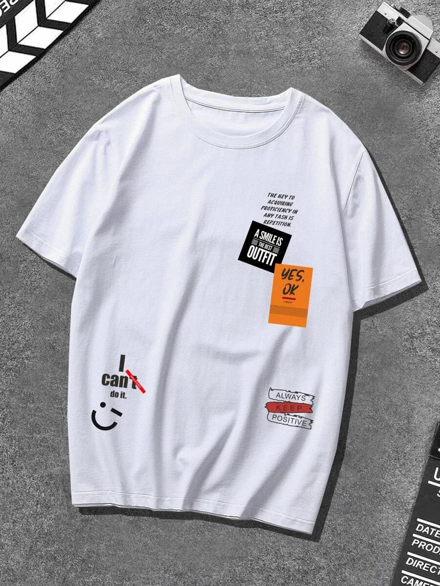 Camiseta masculina com estampa Sorriso