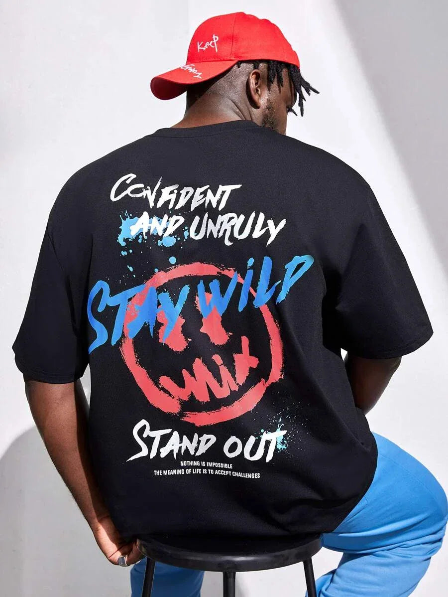 camiseta masculina com estampa rosto emoji