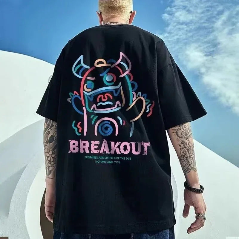 Camiseta Básica Com Estampa Monstro Colorido