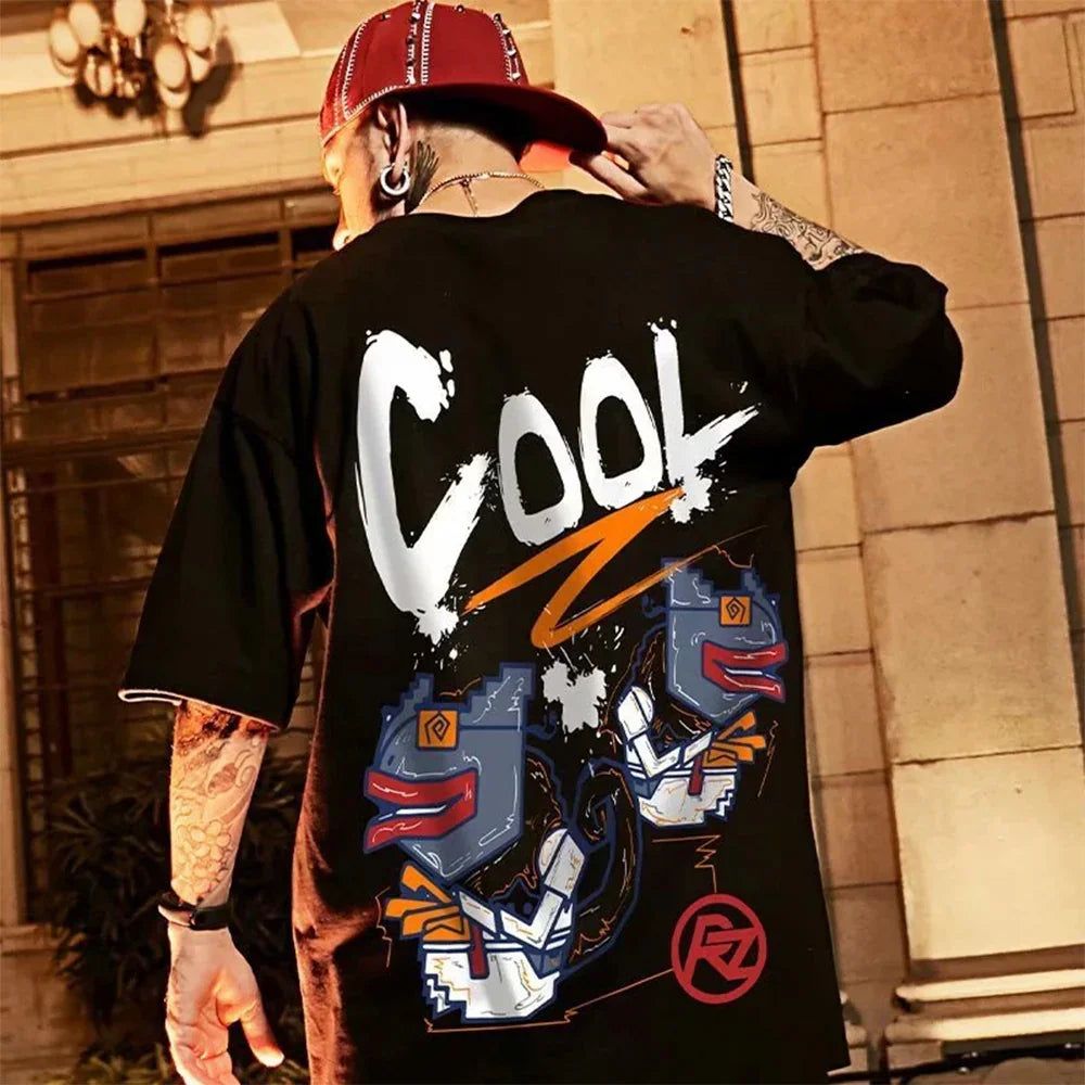 Camiseta Básica Escrito Cool Street com Grafite Art - Preto