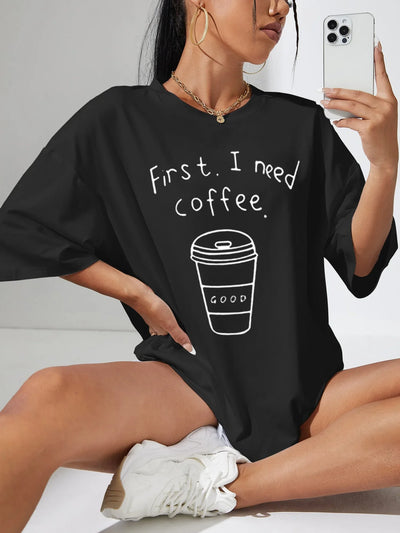 Camiseta Básica Com Estampa Copo De Café
