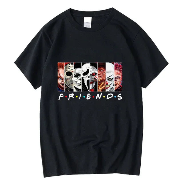 camiseta básica com estampa friends filme de terror