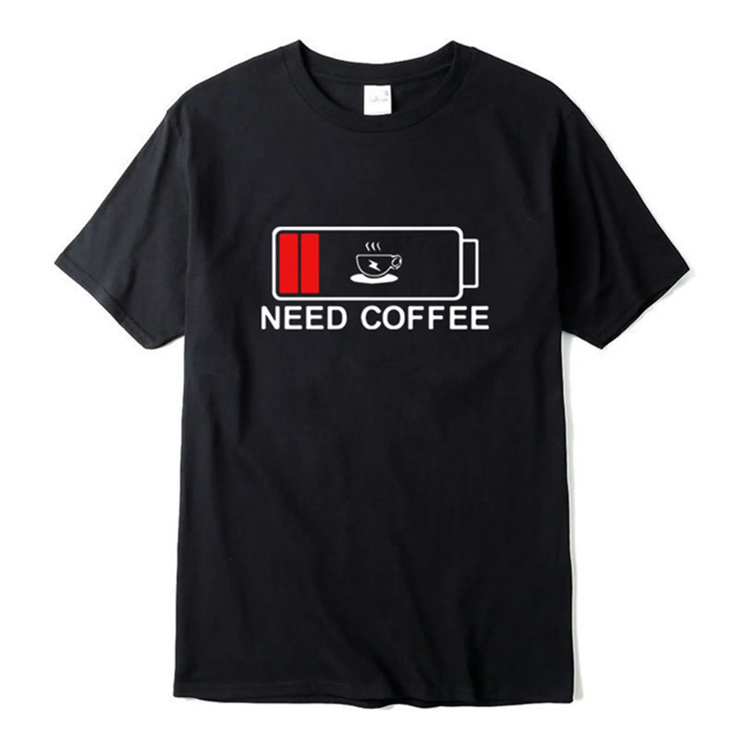 camiseta básica com estampa café bateria