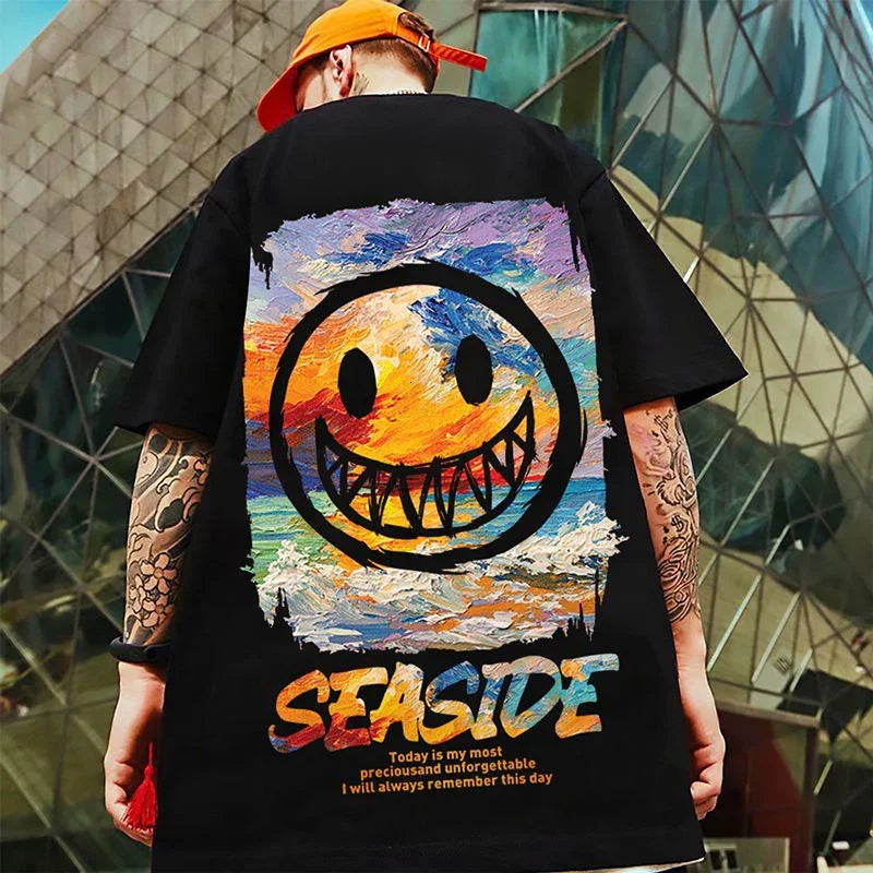 Camiseta Básica Seaside Smile - preto