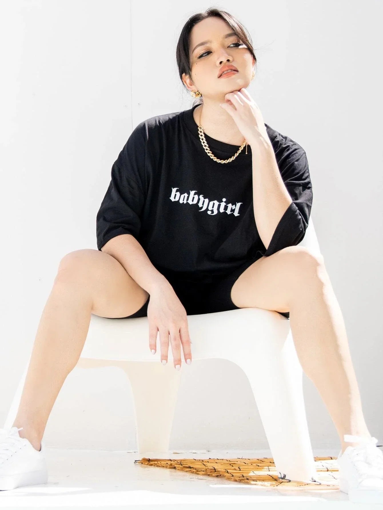 Camiseta Básica Feminina Babygirl Borboleta Preto